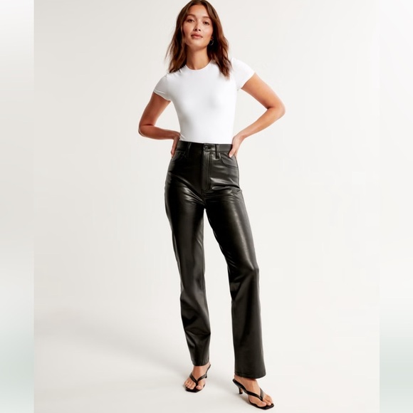 Abercrombie & Fitch Pants - Abercrombie & Fitch | 90s Straight Vegan Leather Curve Love Ultra High Rise Pant